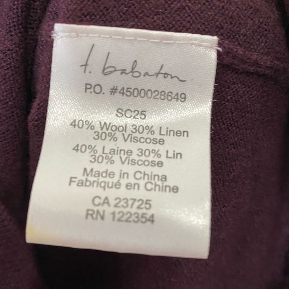 Aritiza Babaton Burgundy V-Neck Sweater Size XS - Picture 5 of 6